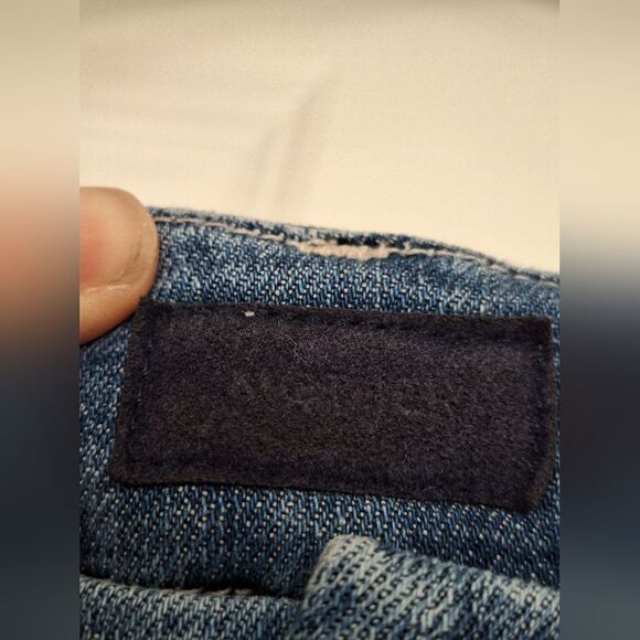 Mother the looker Ankle Fray Blue with  red stripes jeans size 25 - Picture 2 of 10